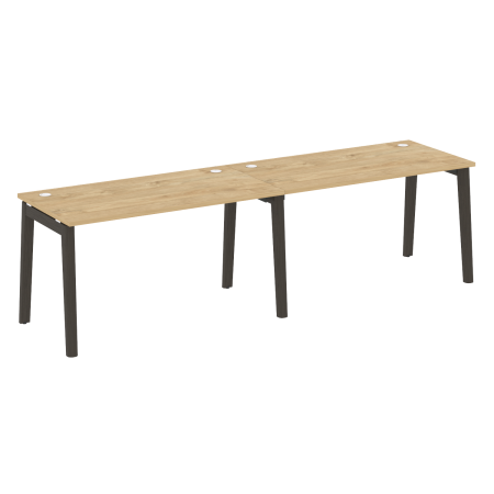 Рабочая станция на деревянных опорах Onix Wood OW.RS-2.3.7 2760x720x750 (Тиквуд Светлый/Дуб Темный)