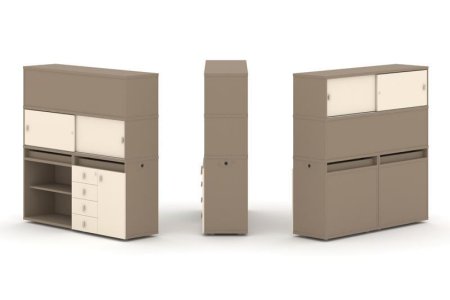 Тумба двойная + высокая надставка ES.NB.2V-12 (1500х410х1520) (Латте/Сатин)