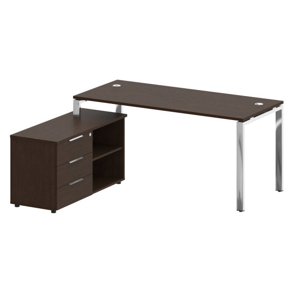 Стол для руководителя с тумбой левый БГ.СРТ-4.7 (L) 1700x1520x750 (Венге Цаво/Нерж. Сталь) Стол для руководителя с тумбой левый БГ.СРТ-4.7 (L) 1700x1520x750 (Венге Цаво/Нерж. Сталь)
