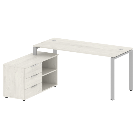 Рабочая станция с опорной тумбой левая Metal System Style БП.РС-СТС-2.4 Л 1700x1520x750 (Дуб Наварра/Серый металл)