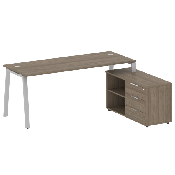 Рабочая станция с тумбой на А-образном м/к Metal System Style БА.РС-СТС-2.5 (R) 1900x1520x750 (Вяз/Серый металл)