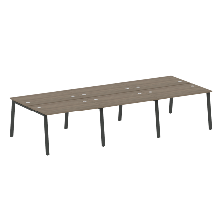 Рабочая станция на 6 рабочих места на А-образном м/к Metal System Style БА.СМ-6.2 3600x1475x750 (Вяз/Антрацит металл)
