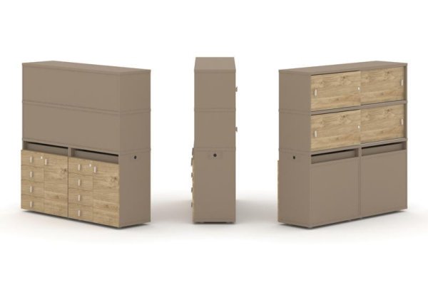 Тумба двойная + высокая надставка ES.NB.2V-5 (1500х410х1520) (Латте/Тиквуд Светлый)