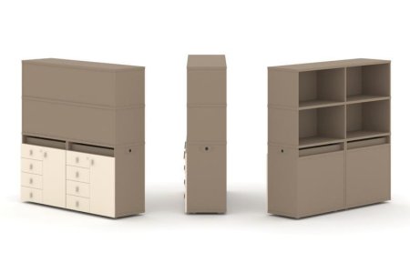 Тумба двойная + высокая надставка ES.NB.2V-4 (1500х410х1520) (Латте/Сатин)