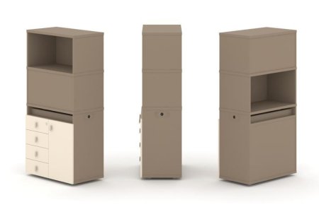 Тумба одиночная + высокая надставка ES.NB.1V-2 (750х410х1520) (Латте/Сатин)