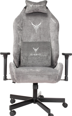 Кресло игровое Knight N1 Fabric серый Light-19 с подголов. крестов. металл (Серый)