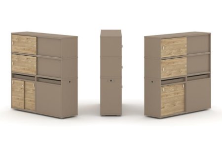 Тумба двойная + высокая надставка ES.NB.2V-27 (1500х410х1520) (Латте/Тиквуд Светлый)