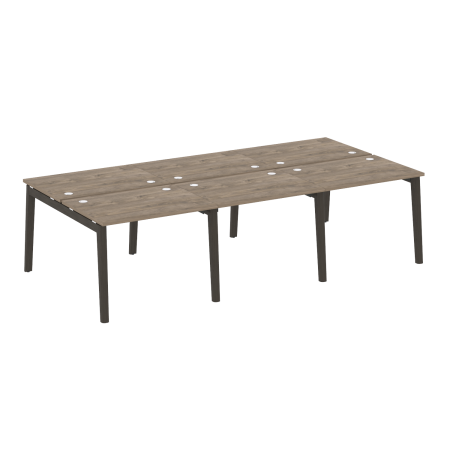 Рабочая станция на деревянных опорах Onix Wood OW.D.RS-6.1.7 2940x1475x750 (Тиквуд Темный/Дуб Темный)