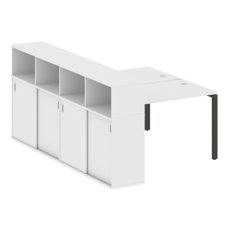 Рабочая станция с опорным шкафом-купе Metal System Style БП.РС-СШК-4.2 1610x2332x1098 (Белый/Антрацит металл)