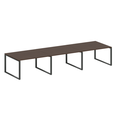 Переговорный стол 3 столешницы Metal System Style БО.ПРГ-3.3 4200x1235x750 (Венге Цаво/Антрацит металл)