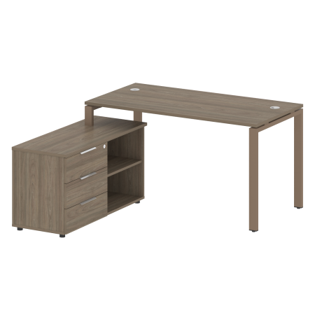 Рабочая станция с опорной тумбой левая Metal System Style БП.РС-СТС-2.3 Л 1500x1520x750 (Вяз/Мокко металл)