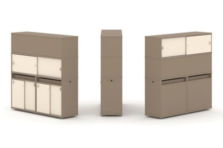 Тумба двойная + высокая надставка ES.NB.2V-9 (1500х410х1520) (Латте/Сатин)