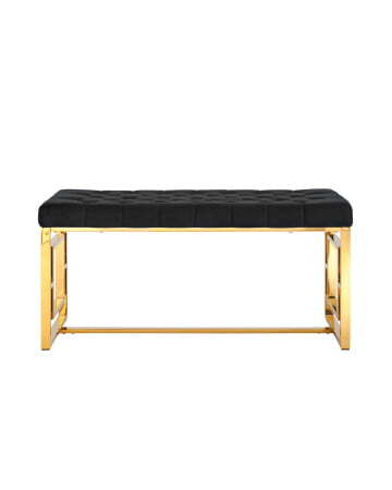 Банкетка-скамейка БРУКЛИН велюр черный сталь золото (Банкетка Бруклин черный)