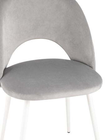 Стул Меган велюр с ромбами светло-серый белые ножки (Стул Меган светло-серый) Стул Меган велюр с ромбами светло-серый белые ножки (Стул Меган светло-серый)