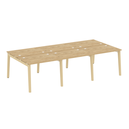 Рабочая станция на деревянных опорах Onix Wood OW.D.RS-6.1.7 2940x1475x750 (Тиквуд Светлый/Дуб Светлый)