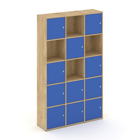 Стеллаж Locker Plus LK.K-009 1188x350x1983 (Тиквуд Светлый | Синий)