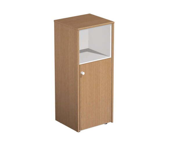 Шкаф для документов узкий полузакрытый Profiquadro КВ 316 БВ 500x460x1220 (Белый премиум / Вишня скандинавская)