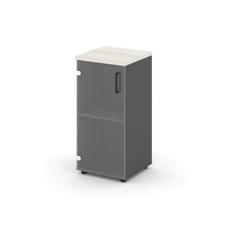 Шкаф низкий узкий SN.STU.E-302(L) (400х400х833) (Антрацит/Дуб Наварра/Прозрачный)