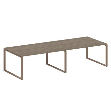 Переговорный стол 2 столешницы Metal System Style БО.ПРГ-2.4 3200x1235x750 (Вяз/Мокко металл)