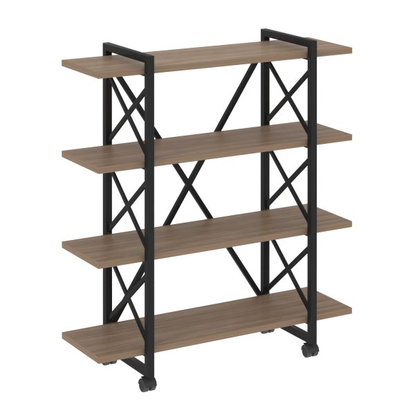 Стеллаж на колесных опорах-4 полки VR.L-MST.K-4.8V 1200x400x1334 (Дуб Аризона/Черный металл)