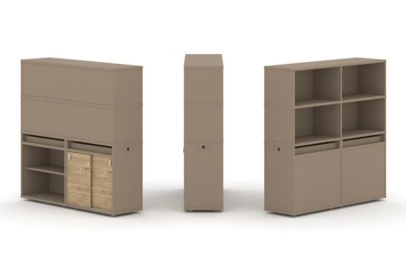 Тумба двойная + высокая надставка ES.NB.2V-13 (1500х410х1520) (Латте/Тиквуд Светлый)