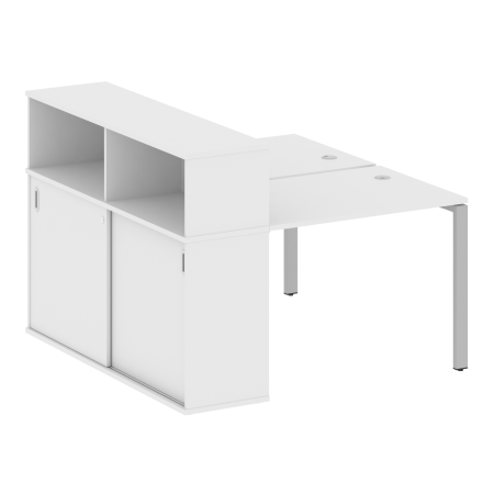 Рабочая станция с опорным шкафом-купе Metal System Style БП.РС-СШК-2.1 1410x1475x1098 (Белый/Серый металл)