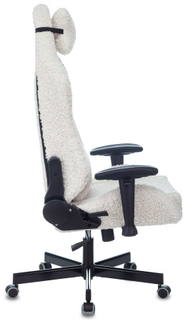 Кресло игровое Knight T1 молочный экомех с подголов. крестов. металл (Молочный)