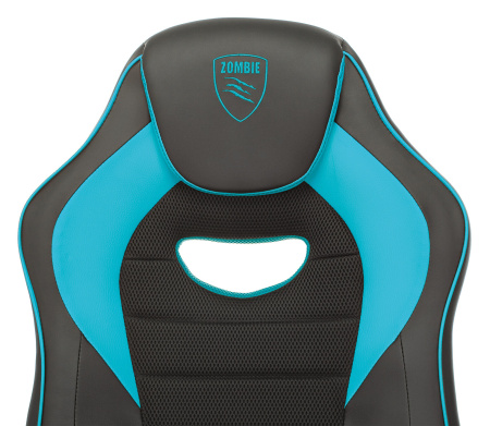Кресло игровое Zombie GAME 16 черный/голубой эко.кожа/ткань крестов. пластик (Черный | Голубой)