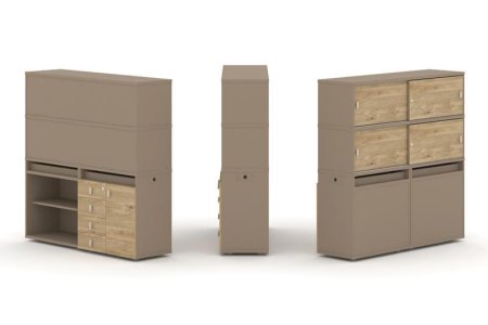 Тумба двойная + высокая надставка ES.NB.2V-11 (1500х410х1520) (Латте/Тиквуд Светлый)