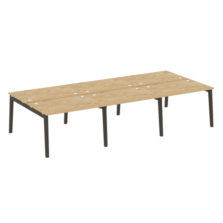 Рабочая станция на деревянных опорах Onix Wood OW.D.RS-6.2.8 3540x1635x750 (Тиквуд Светлый/Дуб Темный)
