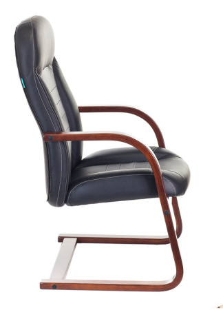 Кресло T-9923WALNUT-AV черный кожа полозья дерево коричневый (Черный) Кресло T-9923WALNUT-AV черный кожа полозья дерево коричневый (Черный)