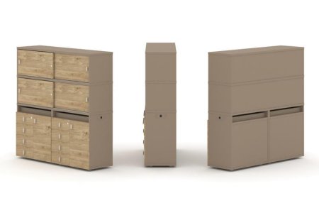 Тумба двойная + высокая надставка ES.NB.2V-5 (1500х410х1520) (Латте/Тиквуд Светлый)