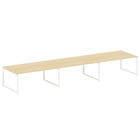 Переговорный стол 3 столешницы Metal System Style БО.ПРГ-3.5 5400x1235x750 (Акация/Белый металл)