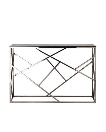 Консоль АРТ ДЕКО 115*30 стекло smoke сталь тёмный хром (Консоль Арт Деко черный)