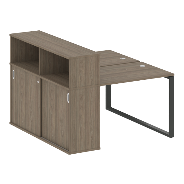 Рабочая станция с шкафом-купе на О-образном м/к Metal System Style БО.РС-СШК-2.1 Т 1410x1475x1098 (Вяз/Антрацит металл)