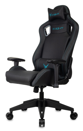 Кресло игровое Knight Outrid Smile черный эко.кожа с подголов. крестов. пластик (Черный)