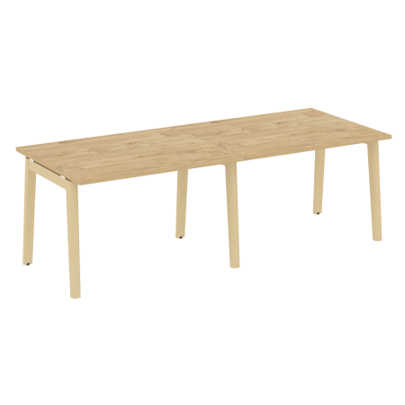Стол переговорный на деревянных опорах Onix Wood OW.PRG-2.2 2360x980x750 (Тиквуд Светлый/Дуб Светлый)