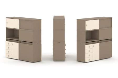 Тумба двойная + высокая надставка ES.NB.2V-31 (1500х410х1520) (Латте/Сатин)