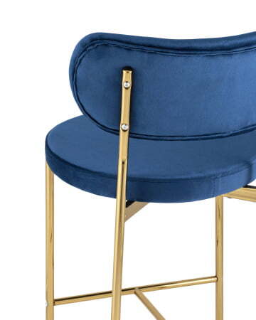 Стул полубарный Барбара велюр синий золотые ножки (Стул полубарный Барбара синий)