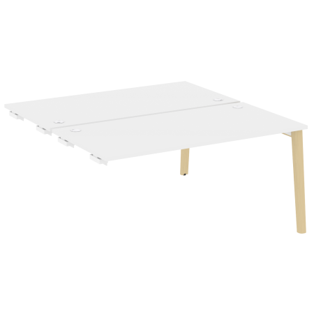 Стол-приставка двойной на деревянных опорах Onix Wood OW.D.SPR-4.8 1580x1635x750 (Белый Бриллиант/Дуб Светлый)