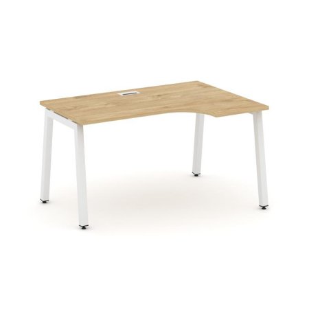 Стол рабочий эргономичный SN-5A.SPA-001(R) (1380х600/980х750) (Тиквуд Светлый/Металл Белый)