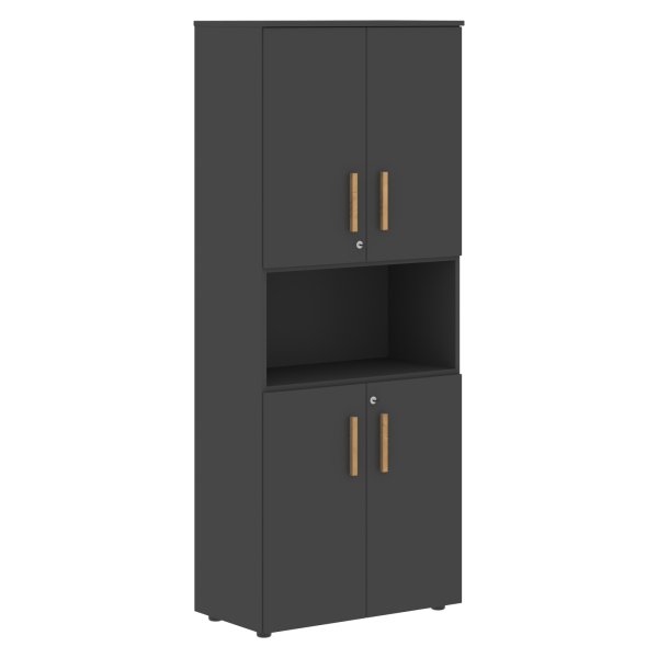 Шкаф с 2-мя комплектами глухих малых дверей Forta FHC 80.4(Z) 798x404x1965 (Черный графит)