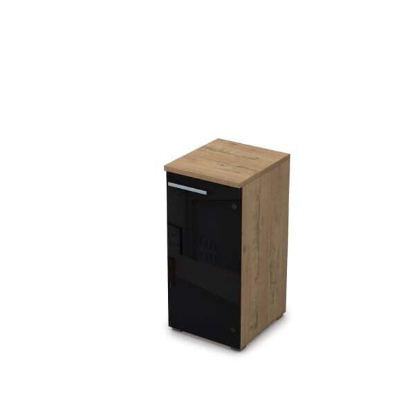 9ПЛ.023.4 Пенал низкий со стеклом (400x450x845), левый (Teakwood) 9ПЛ.023.4 Пенал низкий со стеклом (400x450x845), левый (Teakwood)