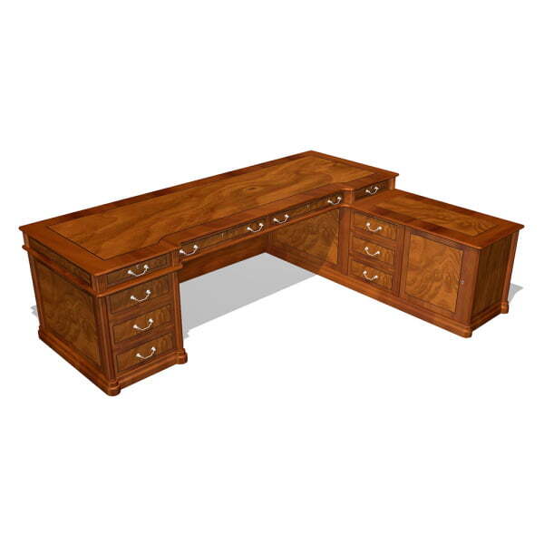 Стол руководителя со столешницей с покрытием правый Art&Moble 01101 2500x1900x780 (Шпон корня оливы) Стол руководителя со столешницей с покрытием правый Art&Moble 01101 2500x1900x780 (Шпон корня оливы)