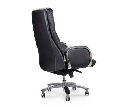 Кресло офисное / Сенат / черная кожа / синхромеханизм / алюминиевая крестовина и подлокотники (Черный)