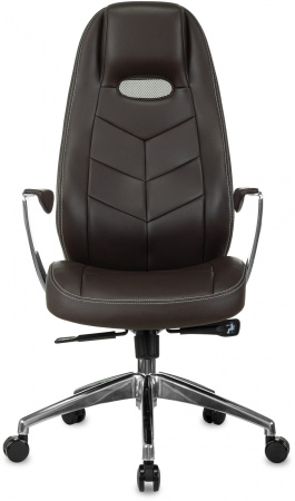 Кресло руководителя _Zen коричневый кожа крестов. алюминий (Коричневый) Кресло руководителя _Zen коричневый кожа крестов. алюминий (Коричневый)