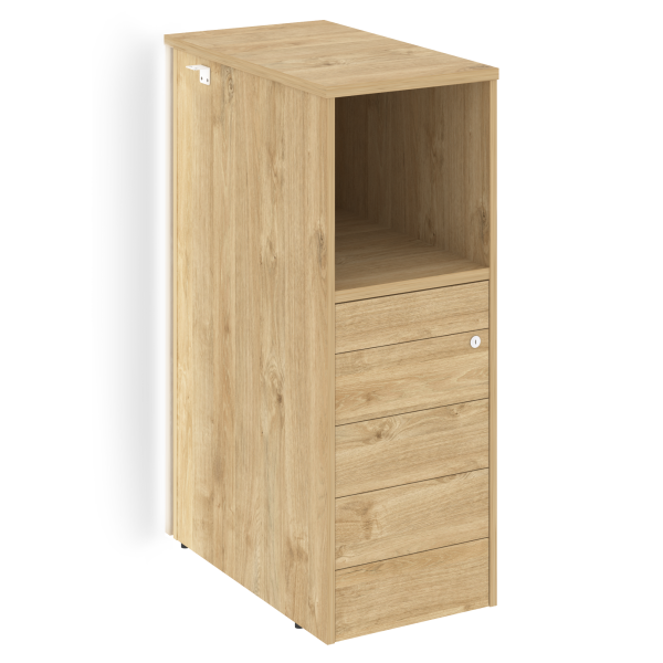 Тумба с подсветкой 5 ящиков TIP-ON, проходная  средняя Onix O.R-TV-5TIP.S 436x767x1185 (Тиквуд Светлый) Тумба с подсветкой 5 ящиков TIP-ON, проходная  средняя Onix O.R-TV-5TIP.S 436x767x1185 (Тиквуд Светлый)