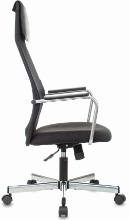 Кресло KB-5M черный TW-01 3C11 сетка/ткань с подголов. крестов. металл хром (Черный) Кресло KB-5M черный TW-01 3C11 сетка/ткань с подголов. крестов. металл хром (Черный)