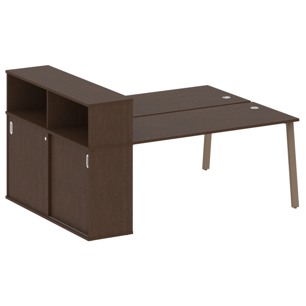 Рабочая станция с шкафом-купе на А-образном м/к Metal System Style БА.РС-СШК-2.4 Т 2010x1475x1098 (Венге Цаво/Мокко металл)