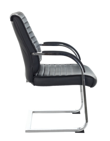 Кресло T-8010N-LOW-V черный Leather Black эко.кожа низк.спин. полозья металл хром (Черный)